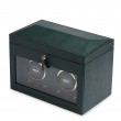 WOLF Green British Racing Double Watch Winder with Storage