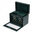 WOLF Green British Racing Double Watch Winder with Storage