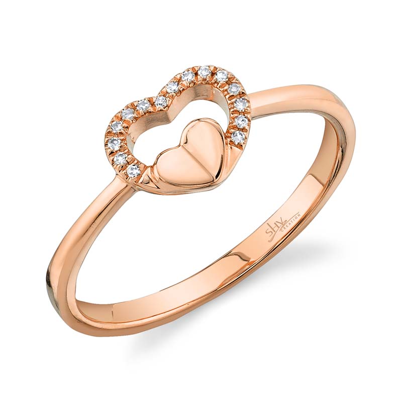 0.04ct 14k Rose Gold Diamond Heart Ring - SC22005553