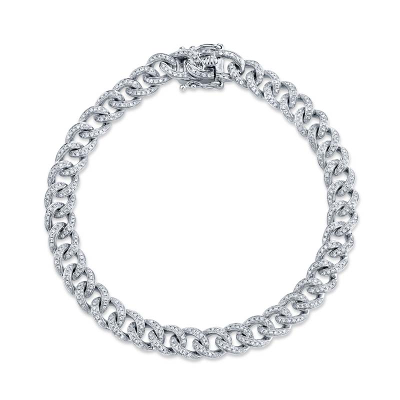 1.05ct 14k White Gold Diamond Pave Chain Bracelet - SC55004678