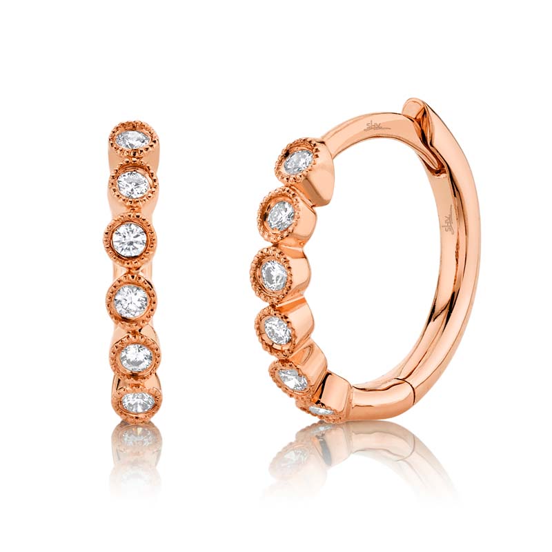 0.11ct 14k Rose Gold Diamond Huggie Earring - SC55006357